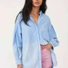 Blouses * | Especial Free People: Cool & Clean Button Down Blue Arrow