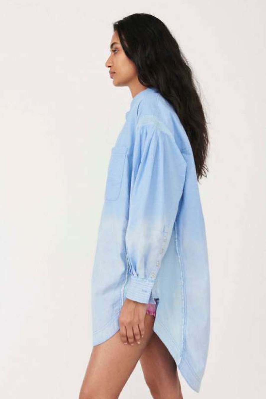 Blouses * | Especial Free People: Cool & Clean Button Down Blue Arrow