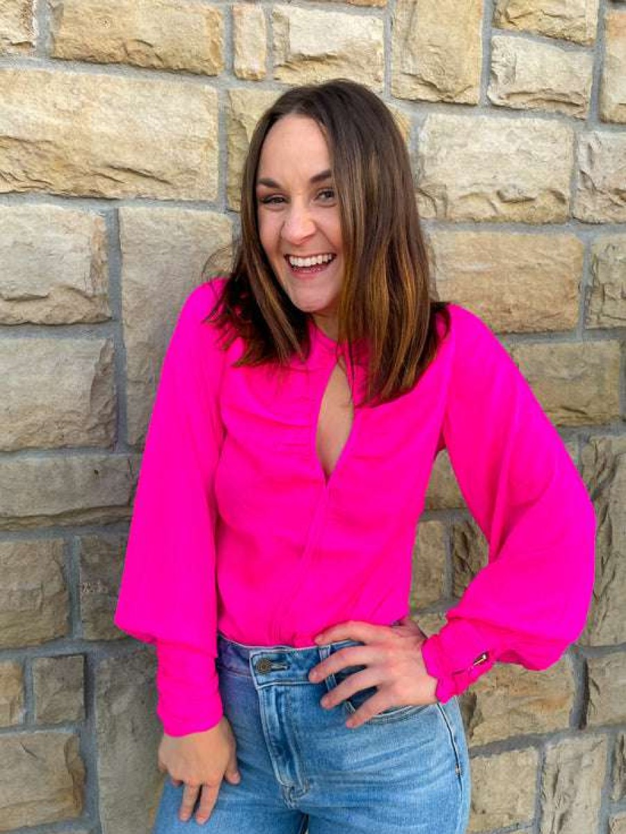 Blouses * | Beautiful Electric Feels Cut Out Blouse Pink