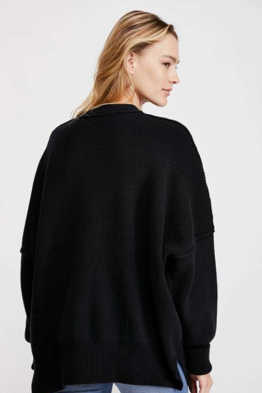 Sweaters * | Diaphanous Free People: Easy Street Tunic Black