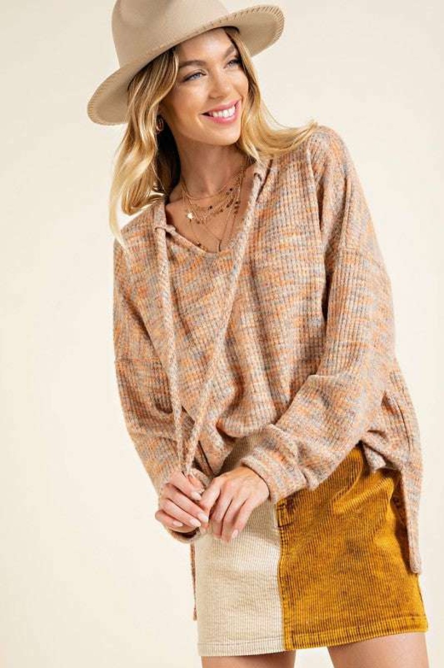 Sweaters * | Unordinary Marley Textured Tunic Rust Multi