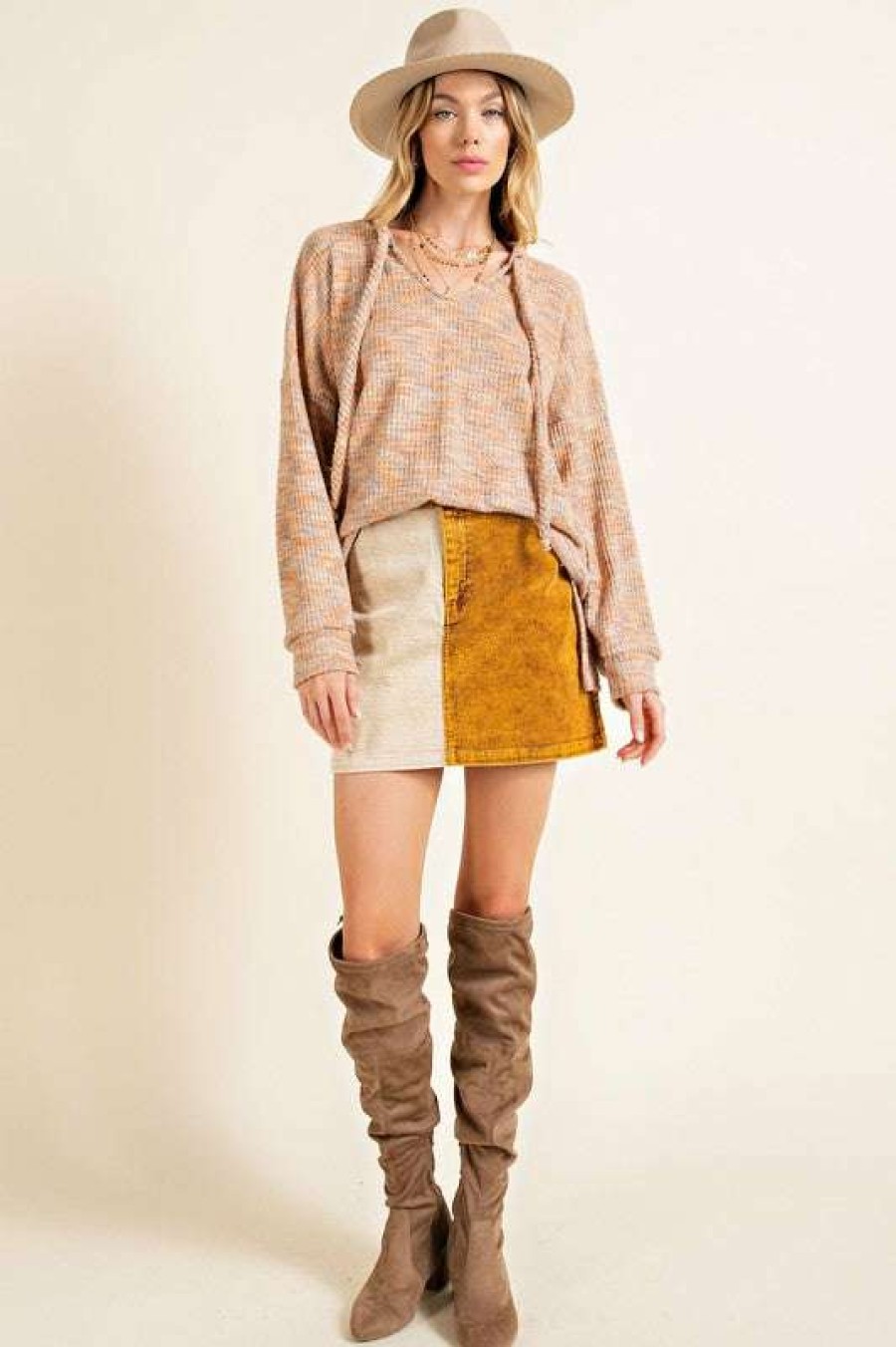 Sweaters * | Unordinary Marley Textured Tunic Rust Multi