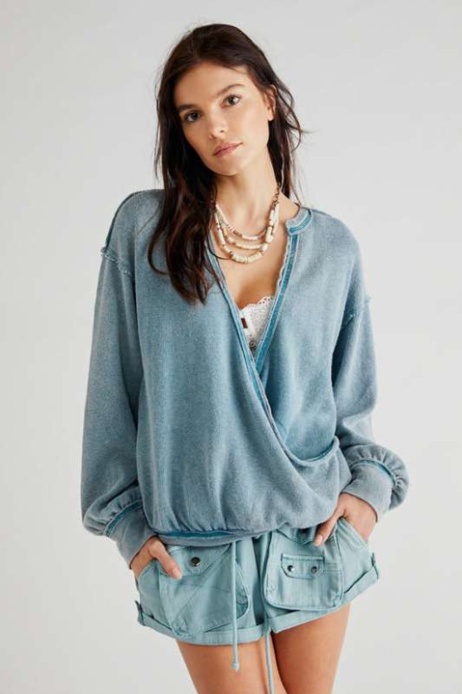 Basics * | Latest Free People: Anyway Tee Deep Teal