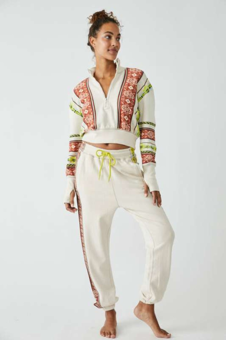 Pants * | Diaphanous Free People: Winter Frost Pant Neon Yellow Combo