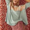 Tops * | Comely Free People: Happiness In Bloom Tee Blue Cloud