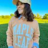 Graphic Tees * | Diaphanous Maple Leaf Varsity Boutique Sweatshirt