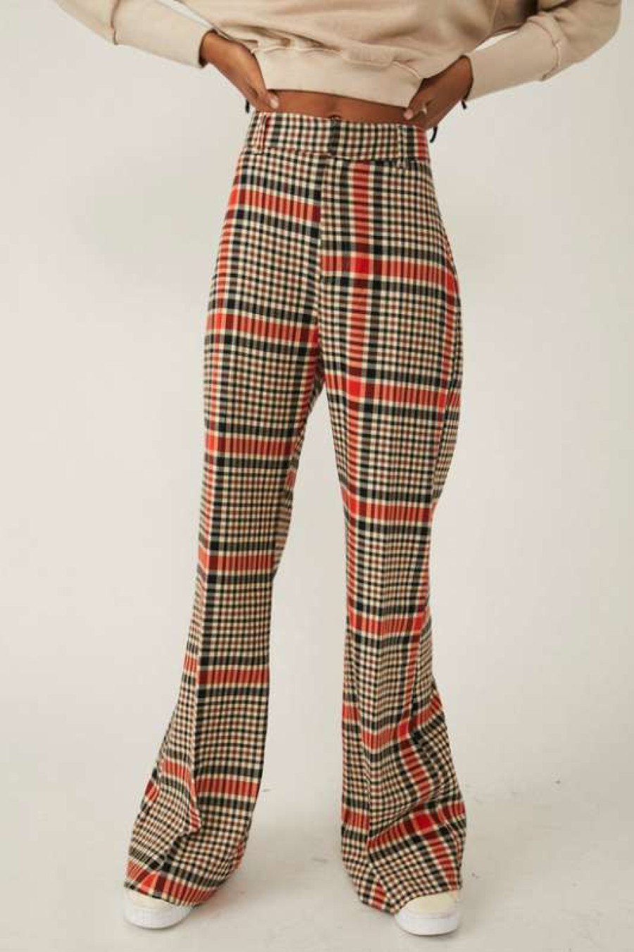 Pants * | Exceptional Free People: Plaid Jules Pant Rust Combo