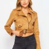 Jackets * | Particular Celine Suede Moto Jacket Camel