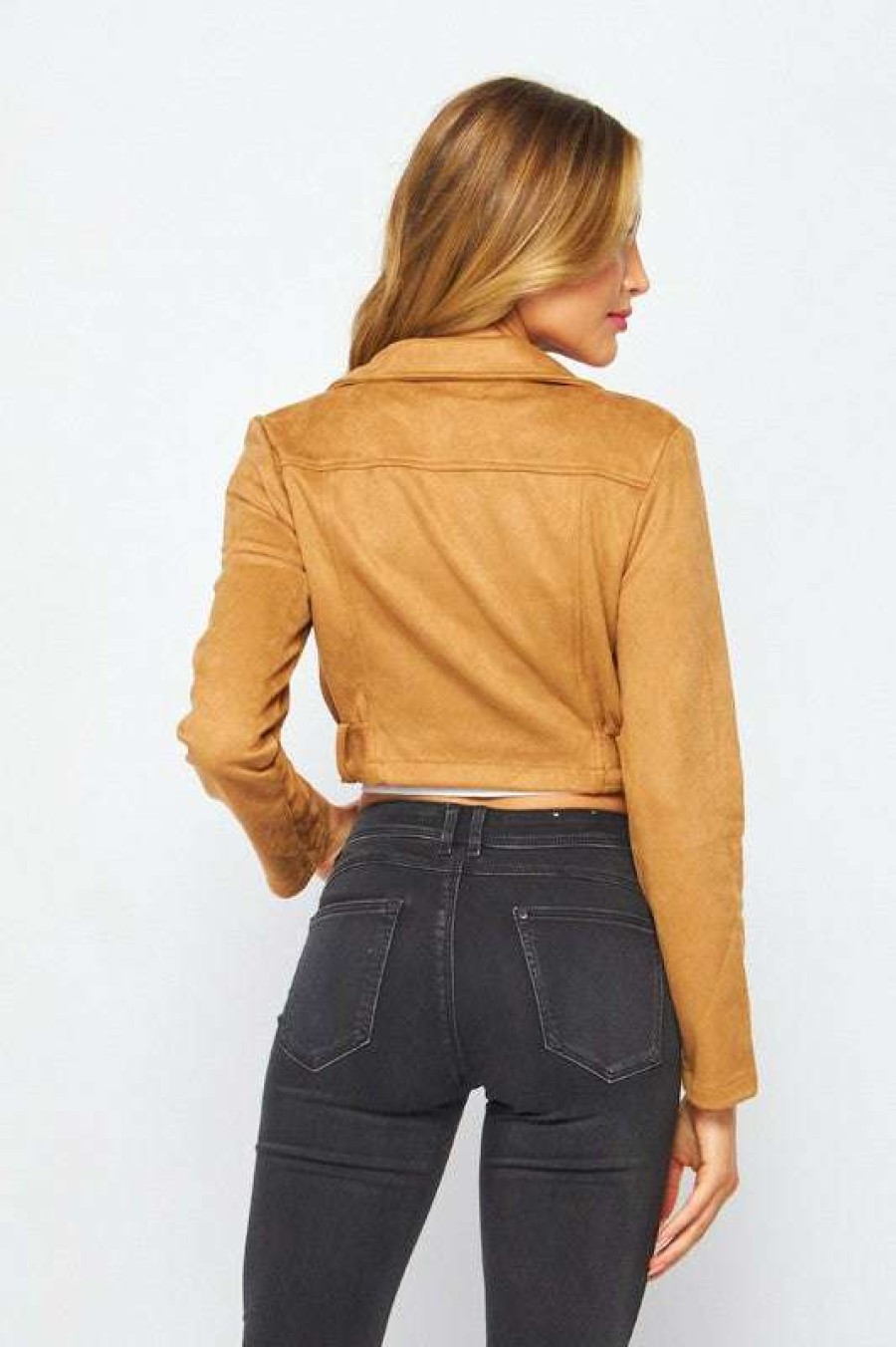 Jackets * | Particular Celine Suede Moto Jacket Camel