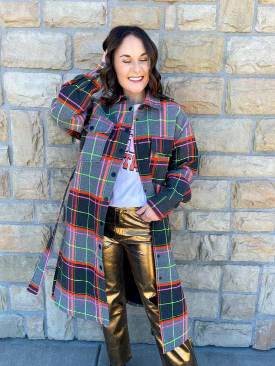 Jackets * | Fine Desigual: Tartan Oversized Shirt Jacket