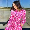 Dresses * | Exceptional Pink Party Printed Dress