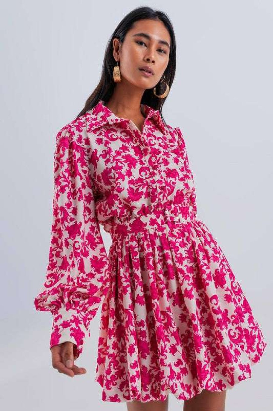 Dresses * | Exceptional Pink Party Printed Dress