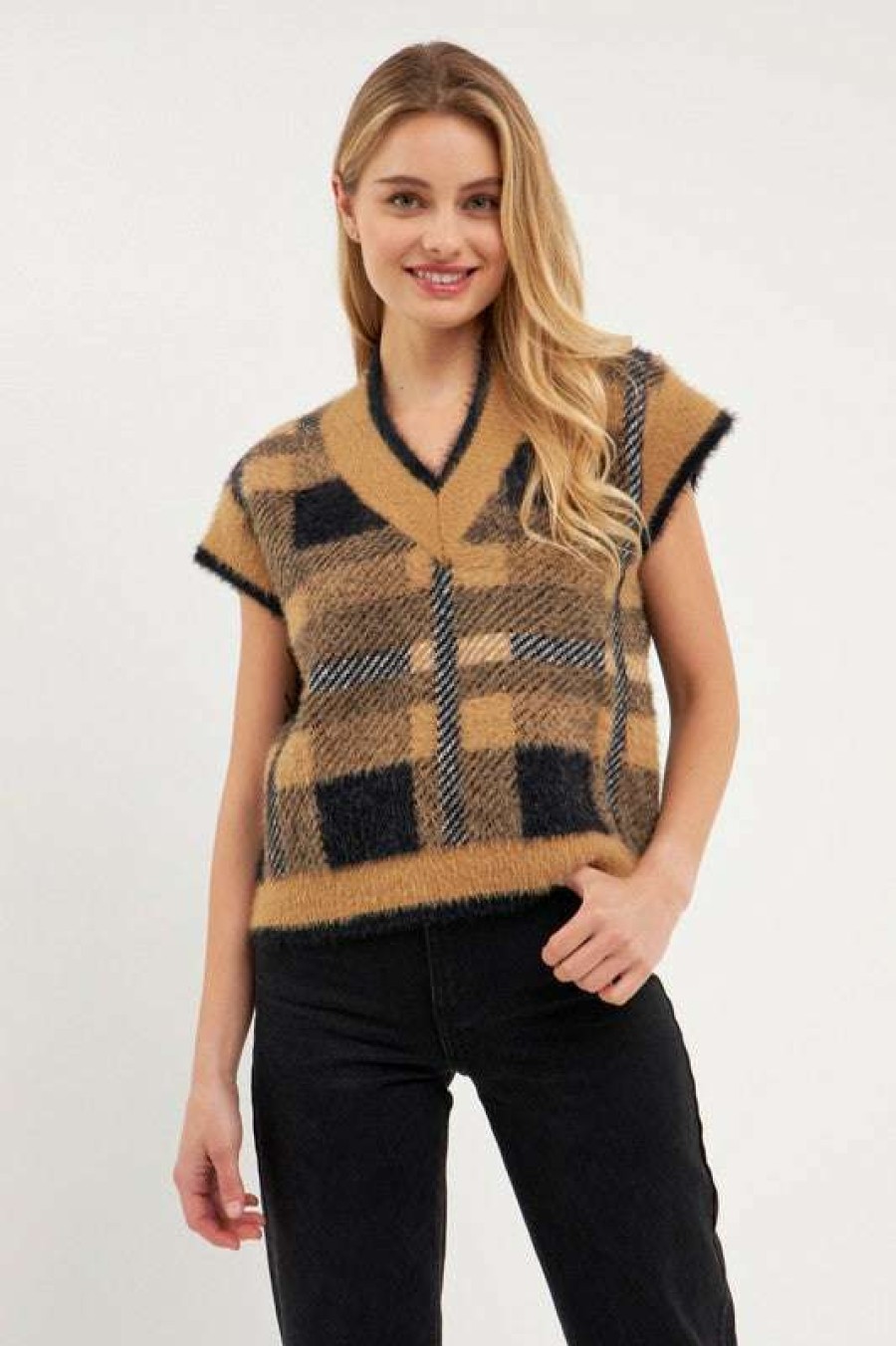 Sweaters * | Latest English Factory: Tonya Mohair Vest Camel