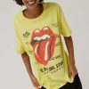 Tops * | Beautiful Daydreamer: Rolling Stones 1978 Boyfriend Tee Citron