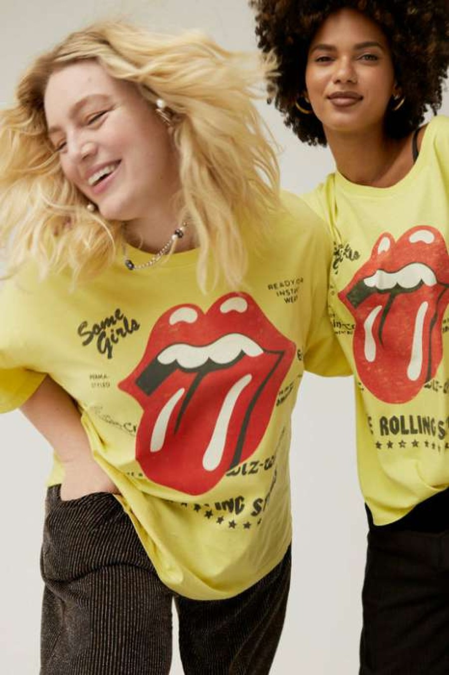 Tops * | Beautiful Daydreamer: Rolling Stones 1978 Boyfriend Tee Citron