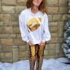 Tops * | Fine Queen Of Sparkles: Football Sequin White Sweatshirt