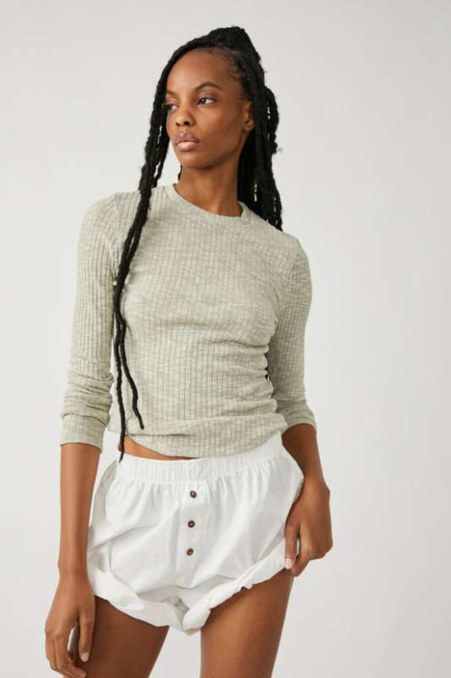 Basics * | Fine Free People: Aura Layering Top Sea Mist