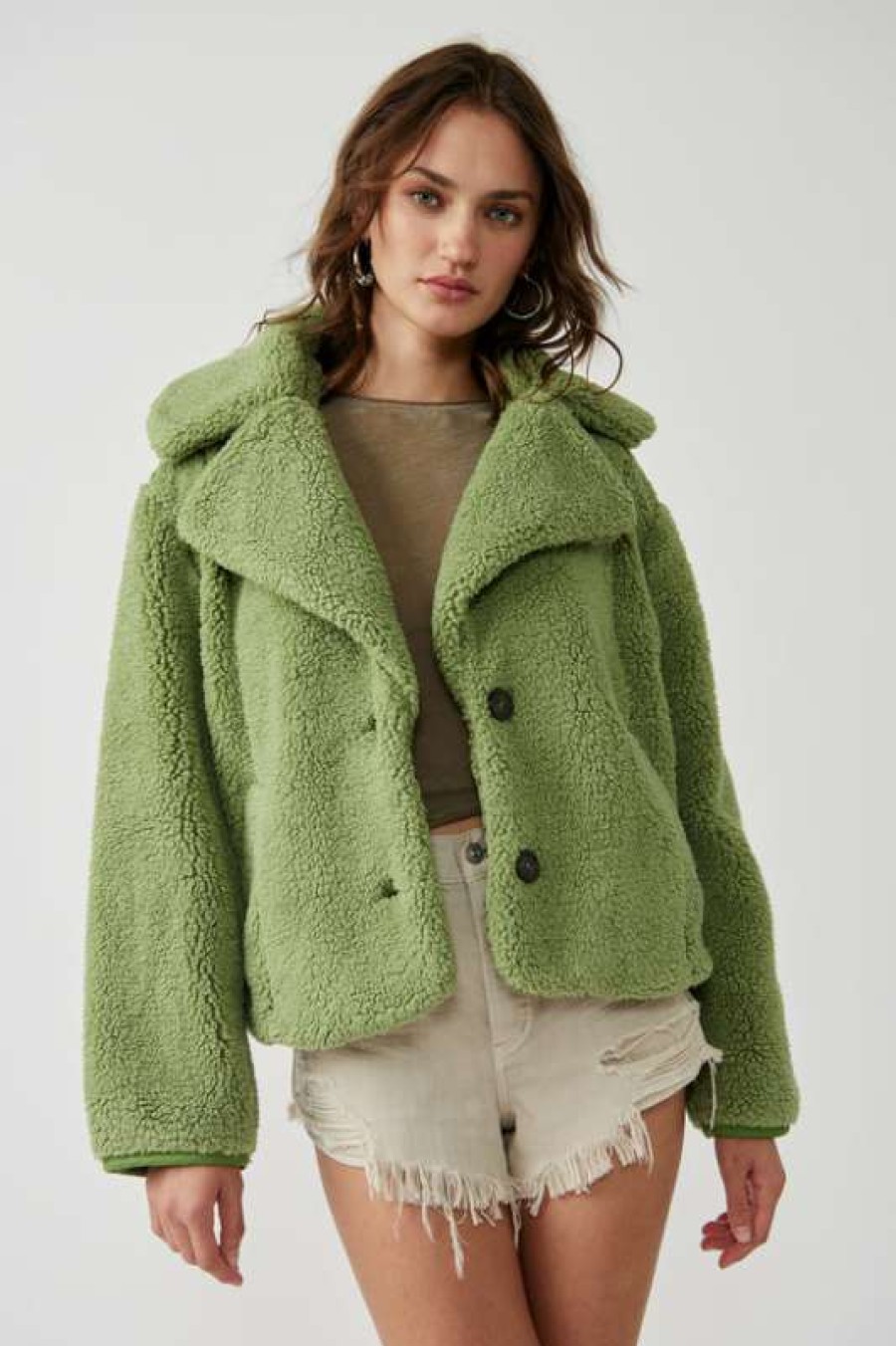 Jackets * | Unordinary Free People: Joplin Cozy Jacket Sweet Pistachio