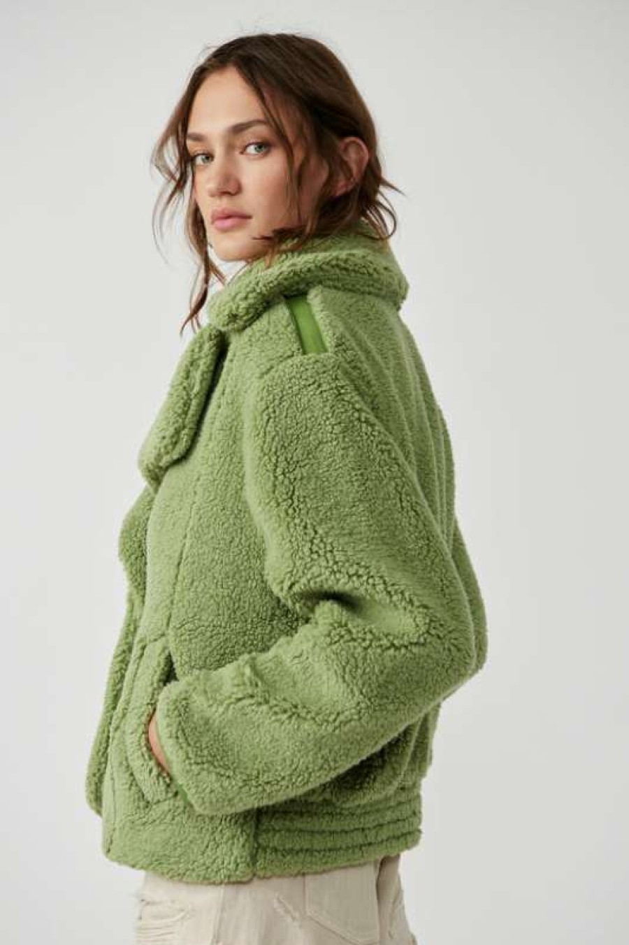 Jackets * | Unordinary Free People: Joplin Cozy Jacket Sweet Pistachio