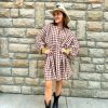 Dresses * | Especial Hickory Plaid Tunic Brown/Ecru