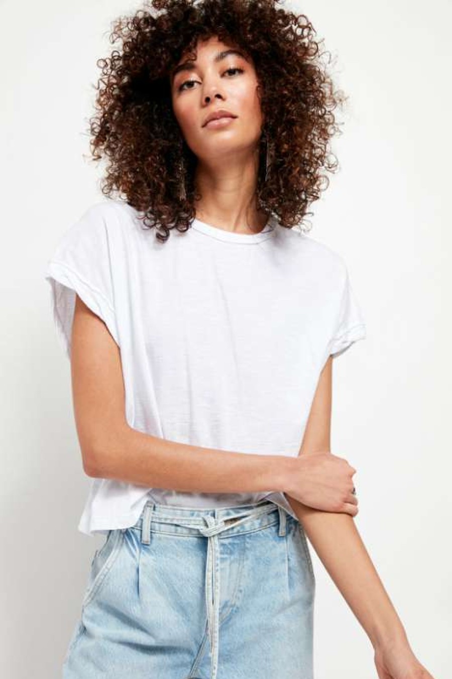 Basics * | Exceptional Free People: You Rock Tee Optic White