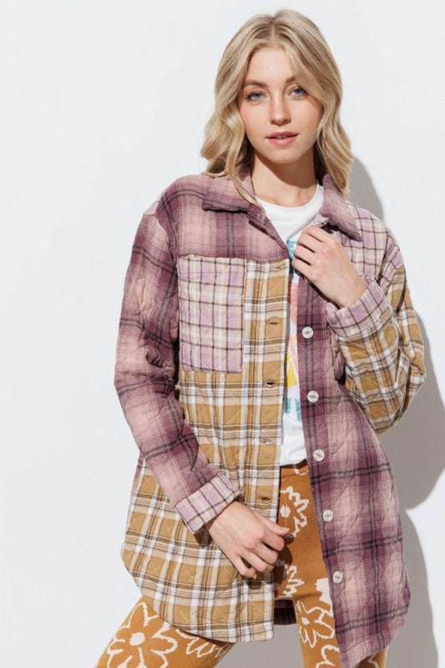 Jackets * | Diaphanous Ultimate Mixer Jacket Mauve Plaid