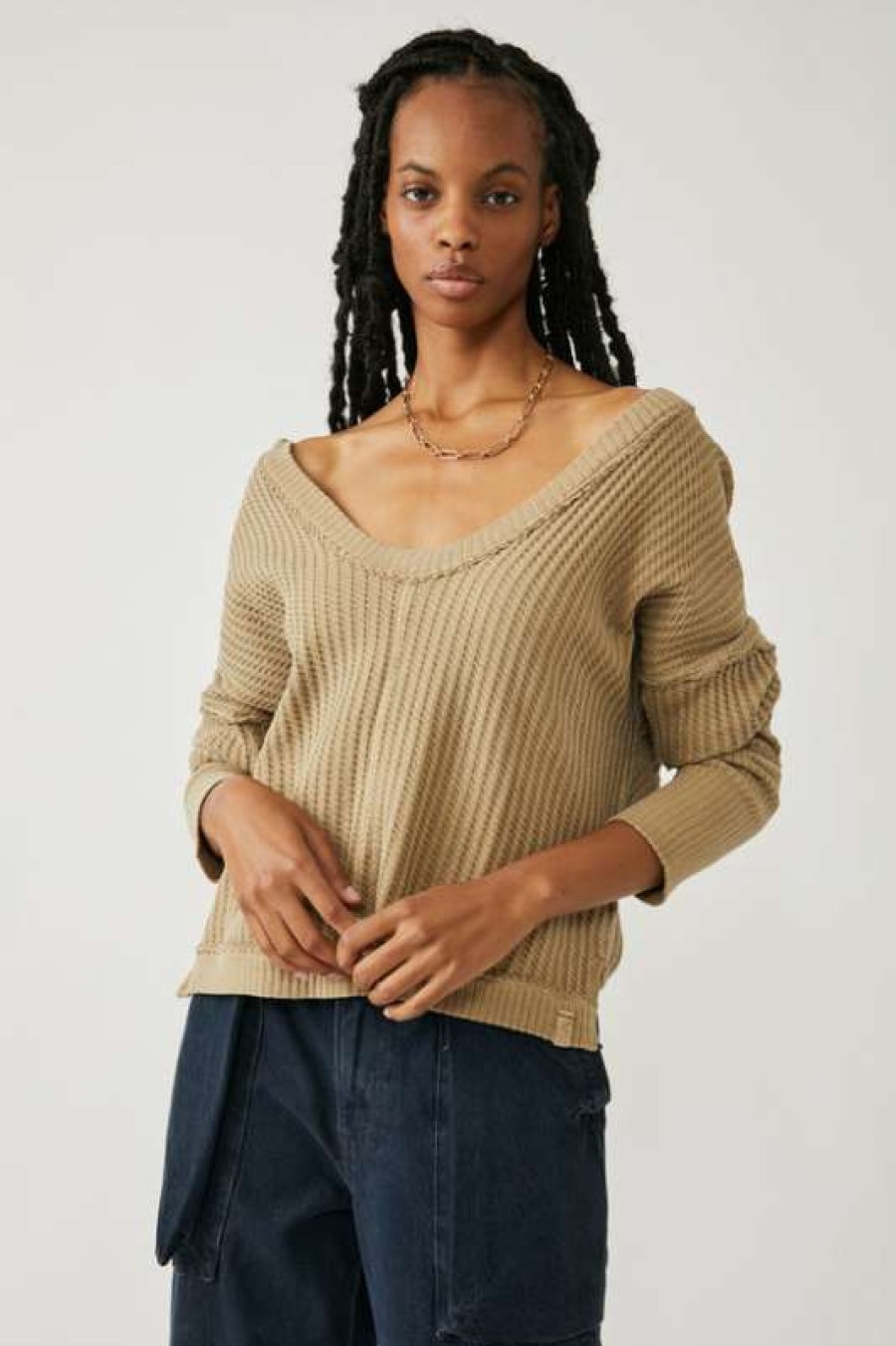 Tops * | Particular Bf Doorbuster Free People: New Magic Thermal Golden Olive