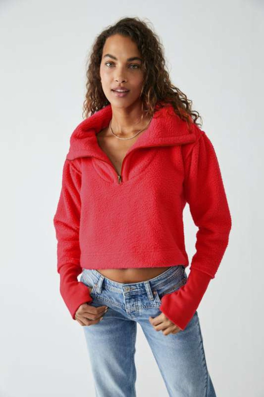 Sweaters * | Fine Free People: Poppy Pullover Fiery Red