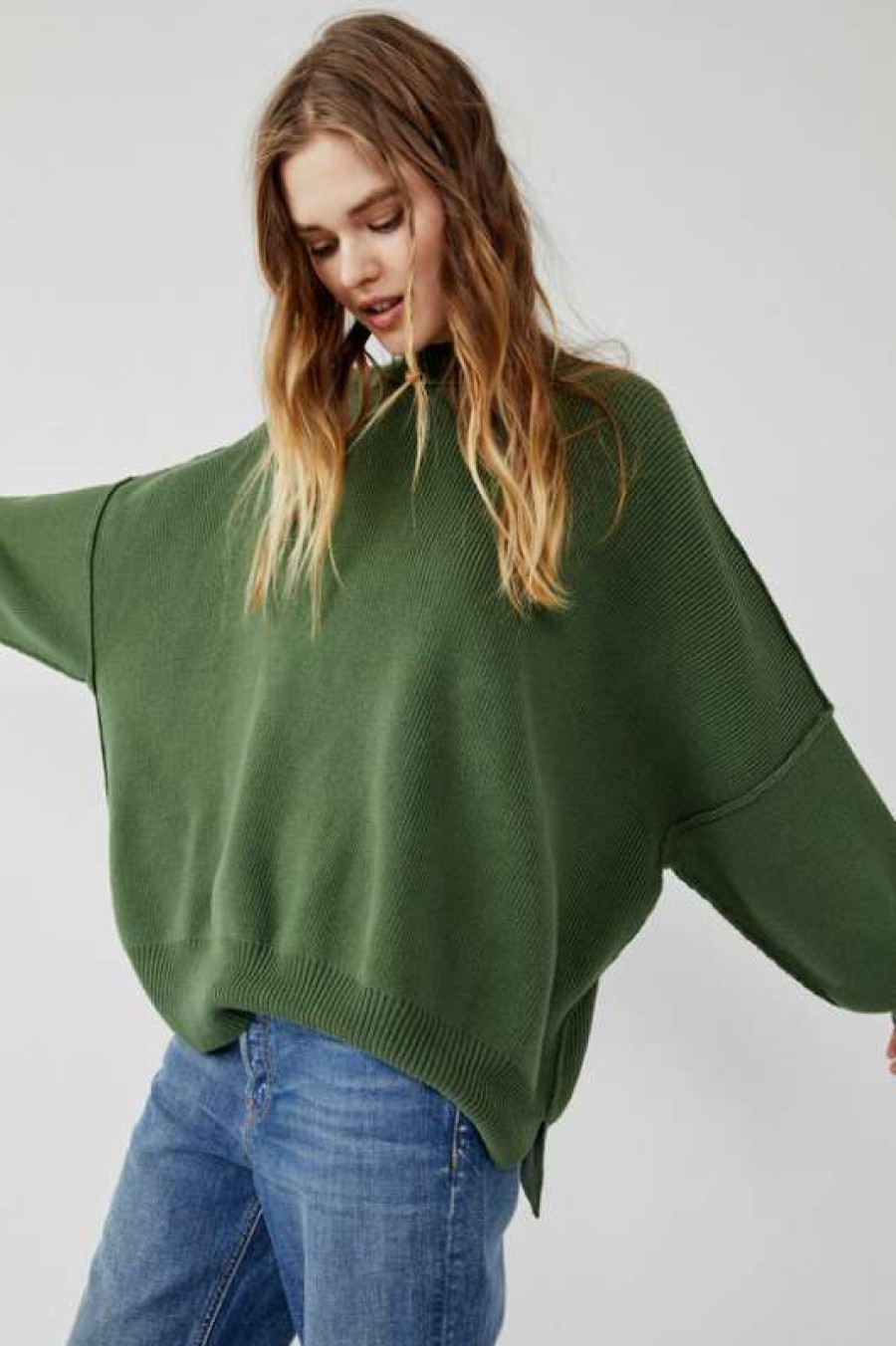 Sweaters * | Beautiful Free People: Easy Street Tunic Sea Garden