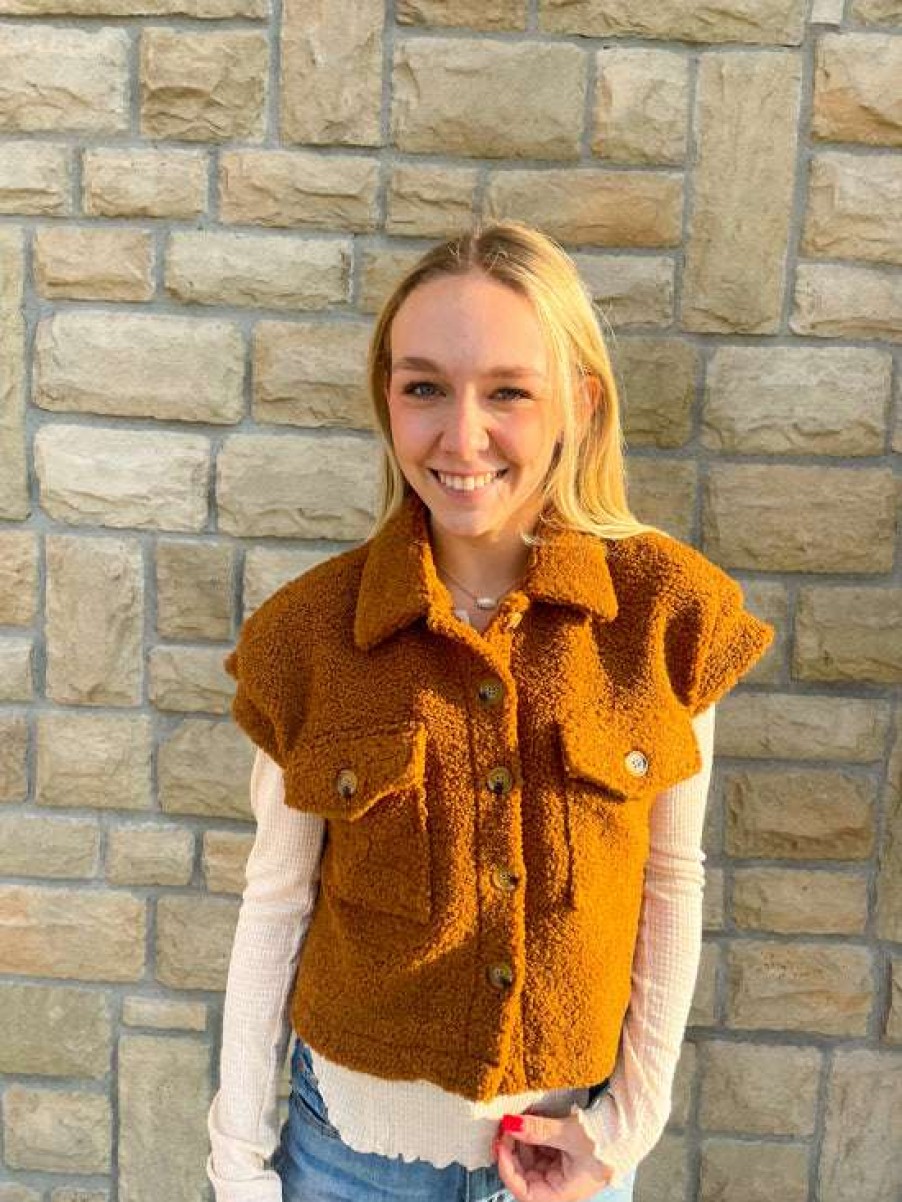 Vests * | Authentic Velma Fur Vest Rust