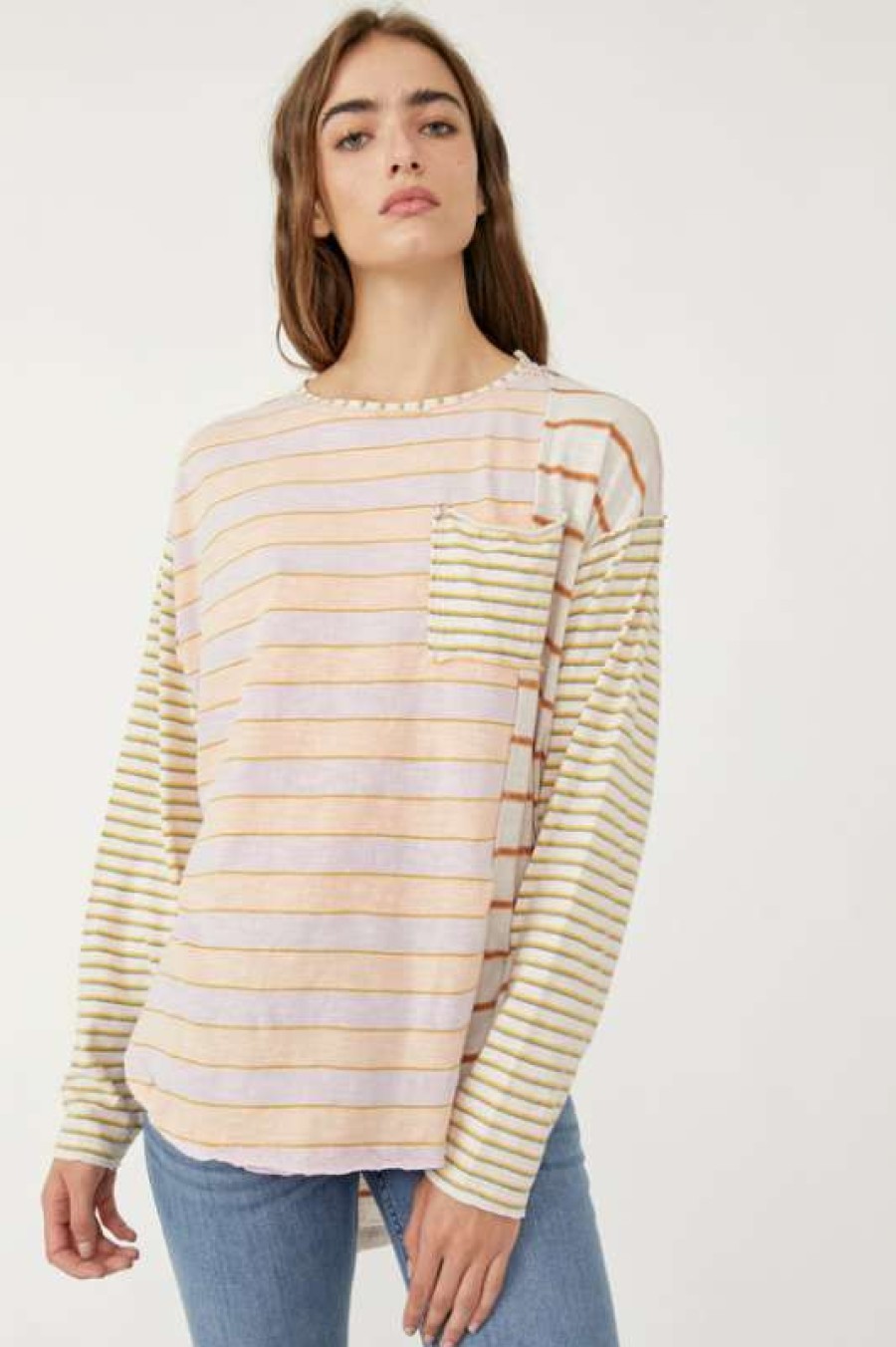 Tops * | Exquisite Free People: Stripey Prep Top Pastel Combo