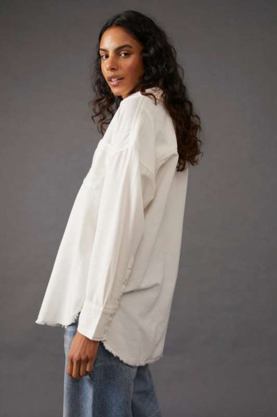 Blouses * | Hottest Free People: Smock Oxford Shirt White Combo