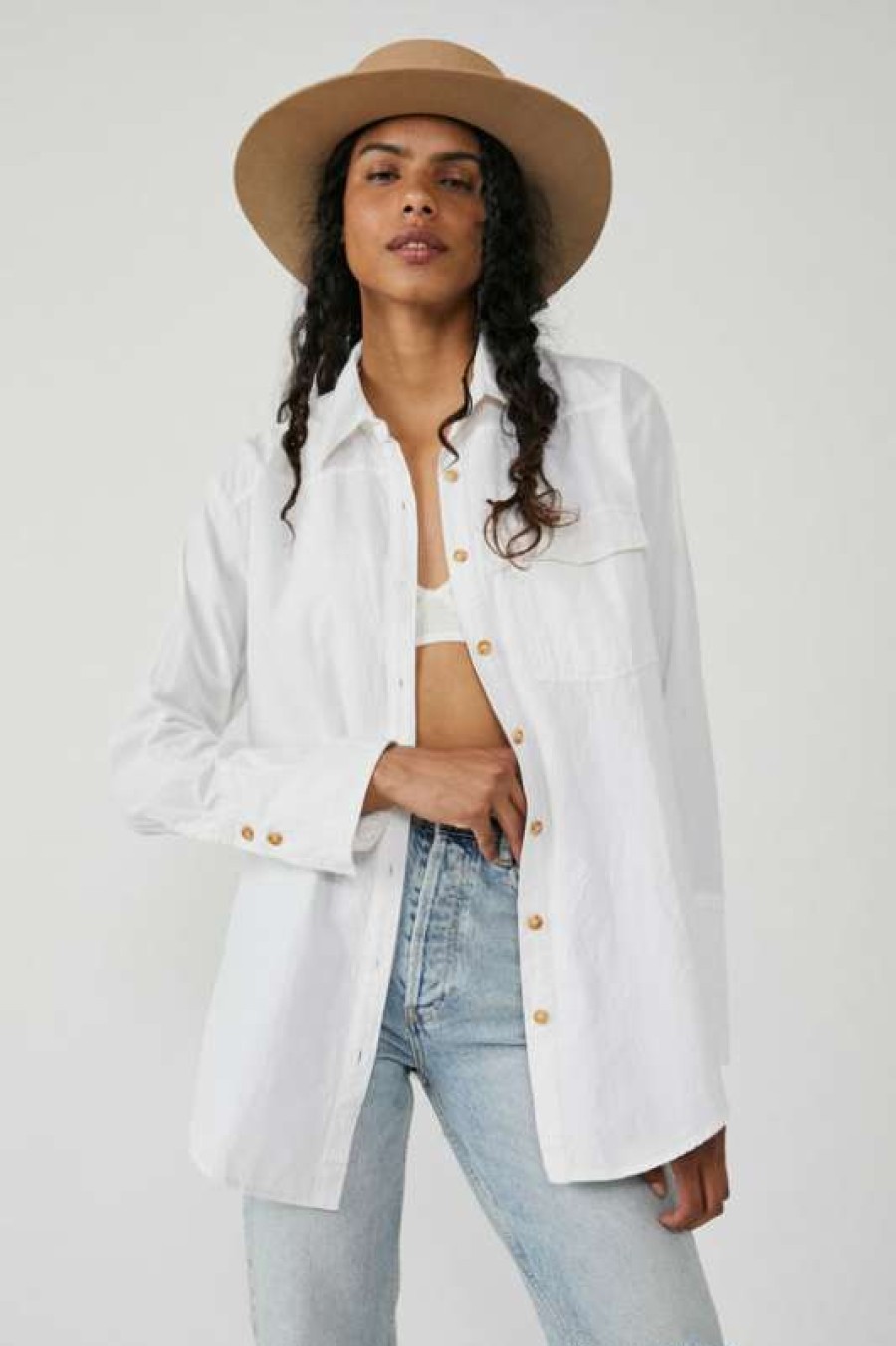 Blouses * | Particular Free People: Manchester Solid White