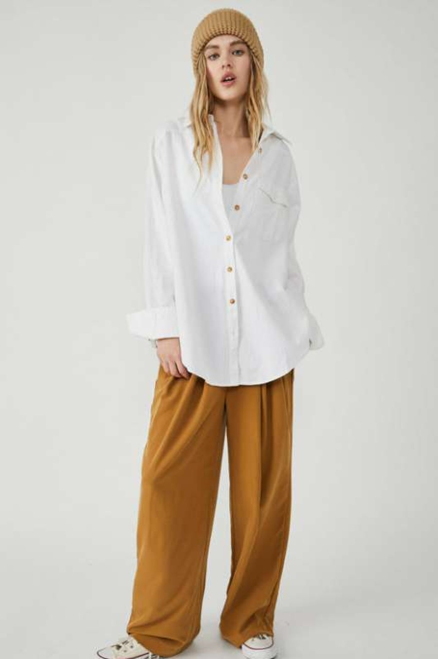 Blouses * | Particular Free People: Manchester Solid White