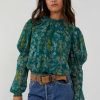 Blouses * | Diaphanous Free People: Clarissa Printed Top Sea Combo