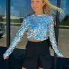 Crop * | Especial Material Girl Sequin Crop Silver