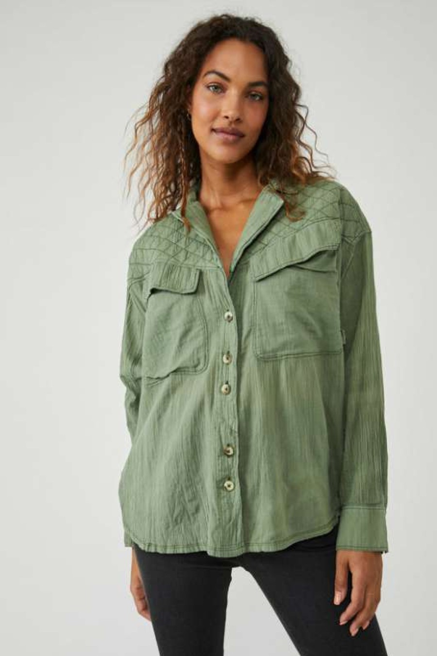 Blouses * | Especial Free People: Silver Lining Top Ferngully