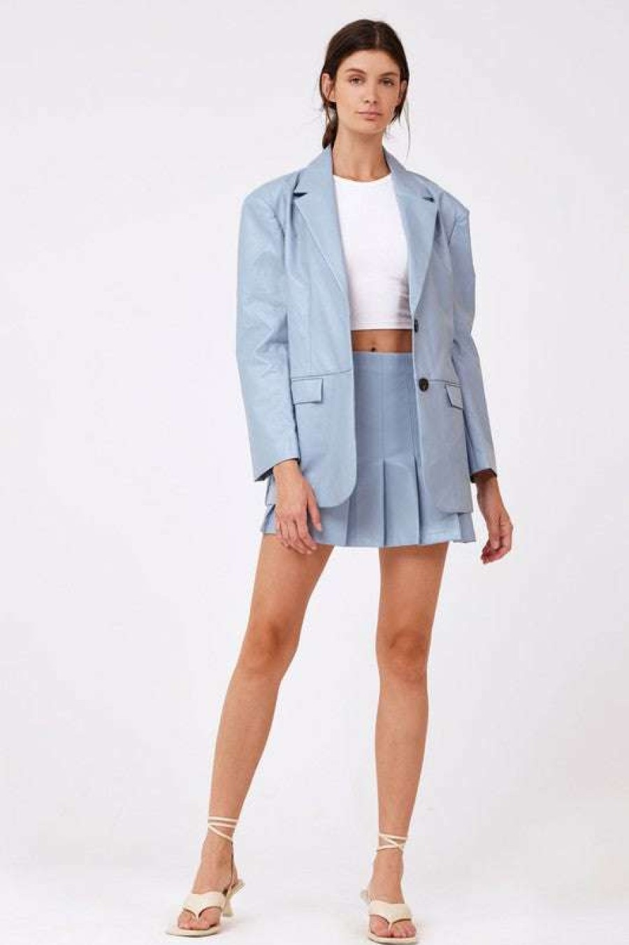 Jackets * | Exceptional Alex Pleather Blazer Sky