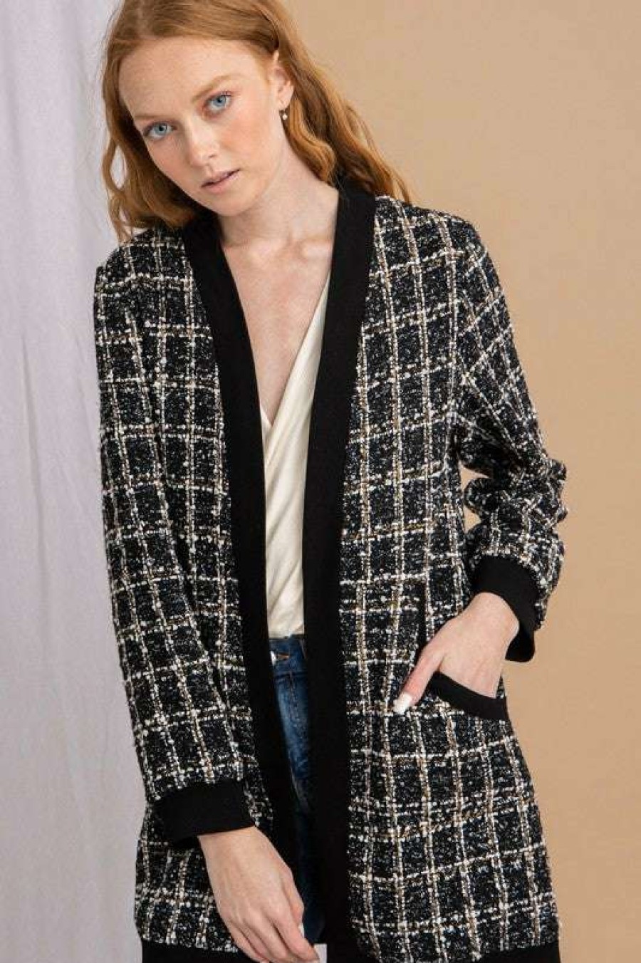 Cardigans * | Beautiful Classic Tweed Cardigan