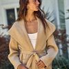 Cardigans * | Fine Crystal Wrap Sweater Cardigan Tan