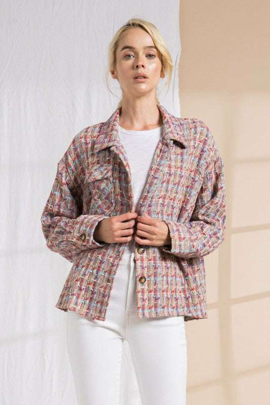 Jackets * | Unique Invested Tweed Jacket