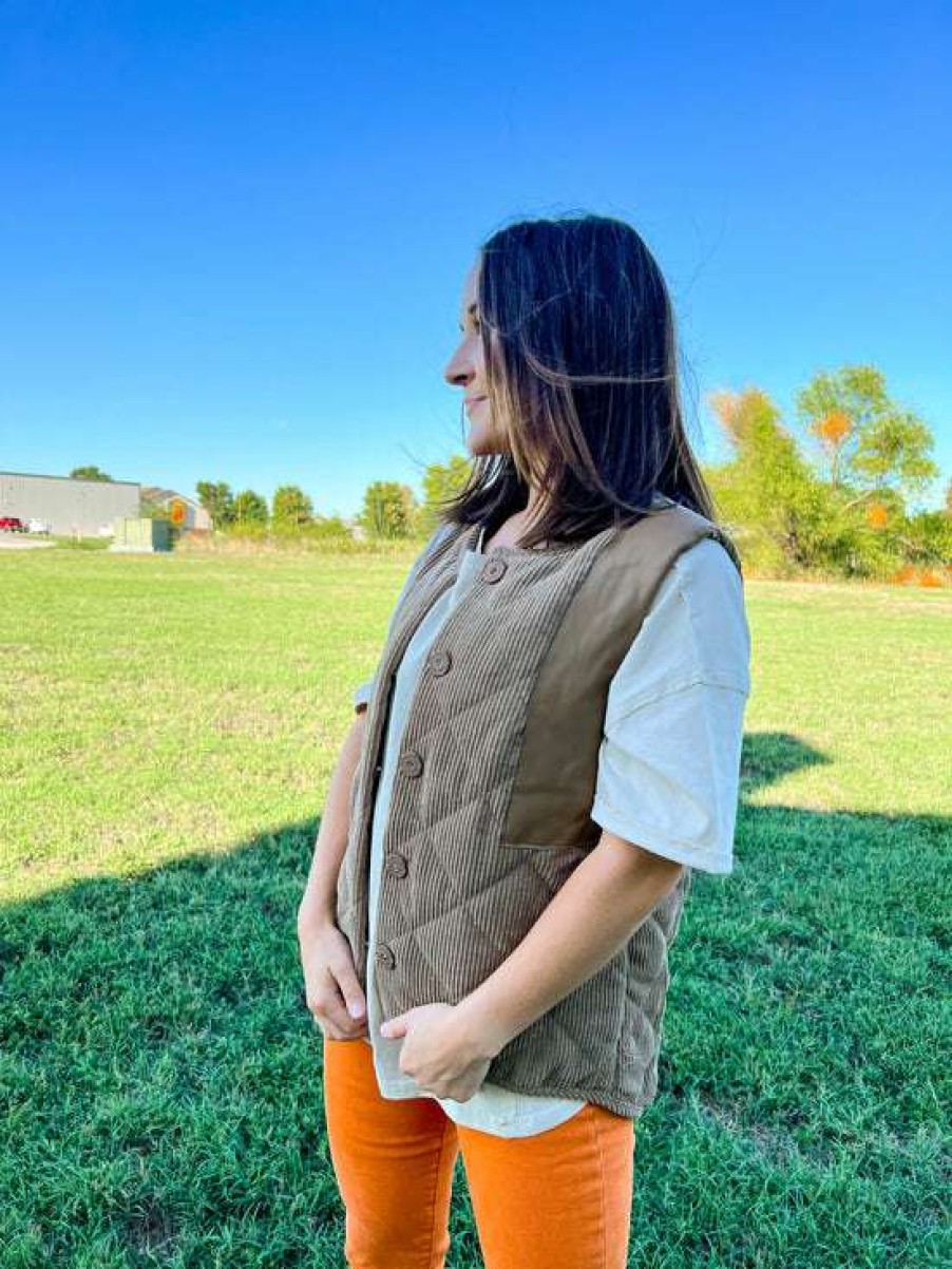 Vests * | Beautiful Yosemite Corded Vest Latte