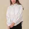 Blouses * | Unordinary Rocker Pleather Blouse Off White