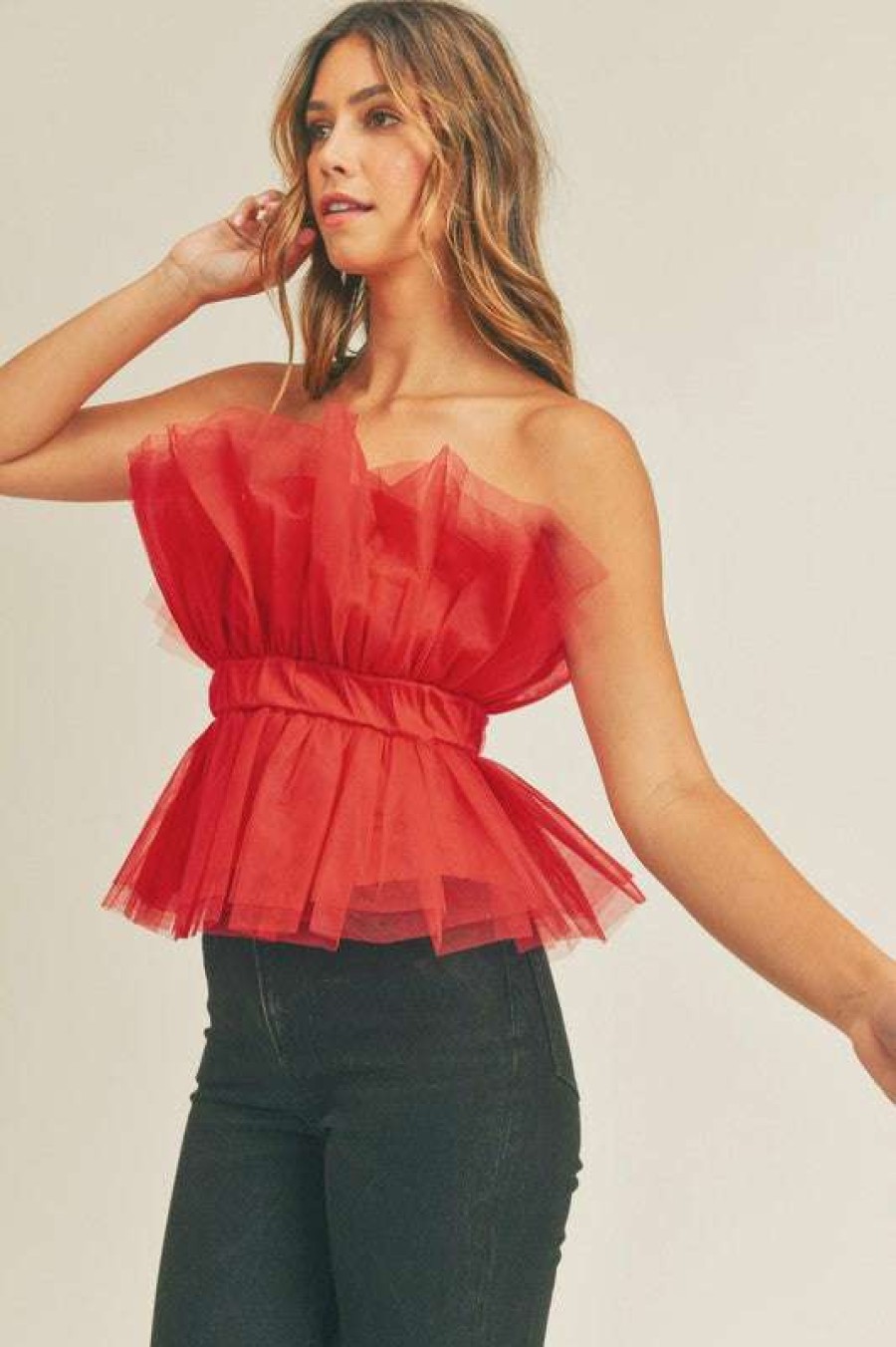 Crop * | Fair Dickson Tulle Top Red