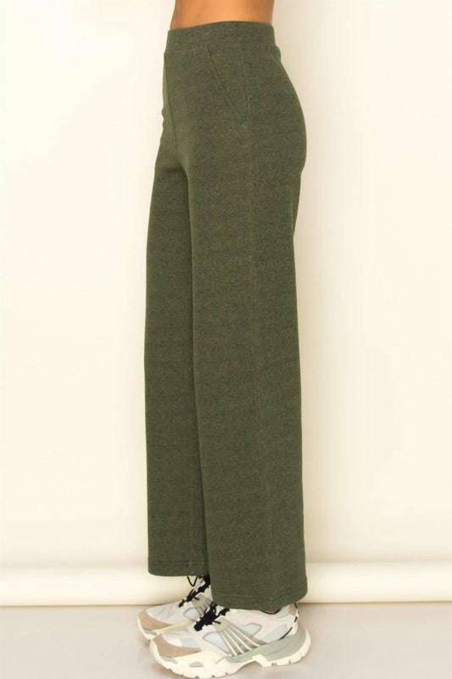 Pants * | Unique Chic Side Wide Leg Pants Hunter Green