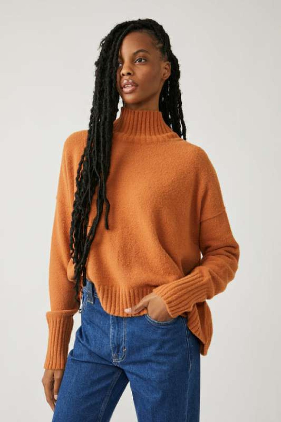 Sweaters * | Hottest Free People: Vancouver Turtleneck Pumpkin Pie