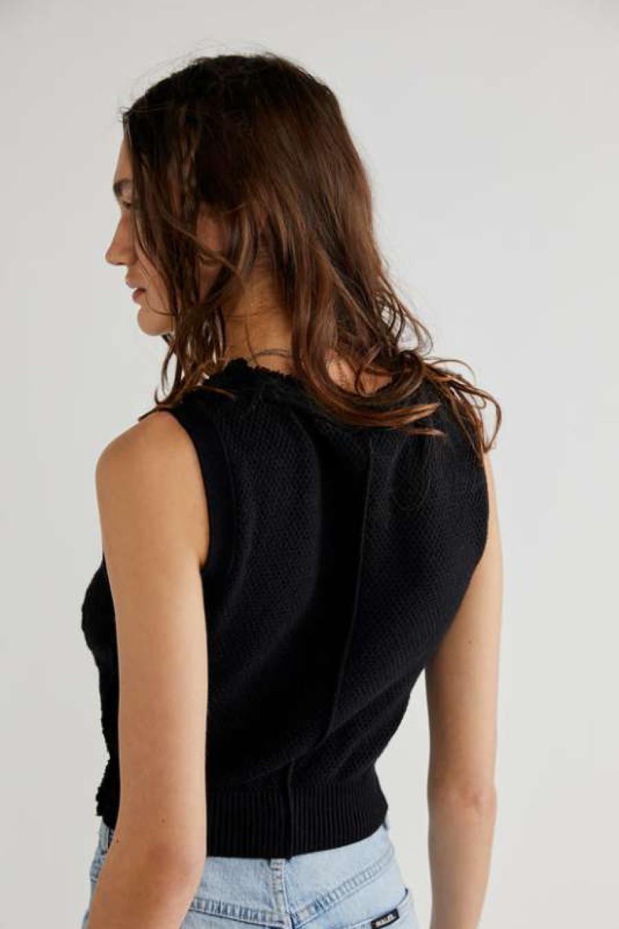 Crop * | Fine Free People: Denson Cable Vest Black