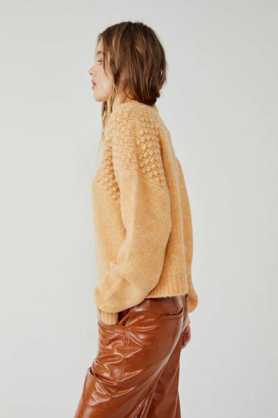 Sweaters * | Unordinary Free People: Bradley Pullover Camel Heather