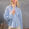 Blouses * | Particular Preppy Pinstripe Top Blue/Wine