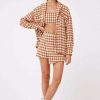 Blouses * | Fine Knight Houndstooth Shacket Camel